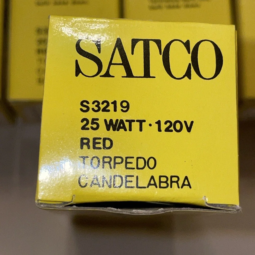 5 NIB SATCO‎ Decorative Red Light Bulbs 25 Watt-120V Candelabra Base (Small)
